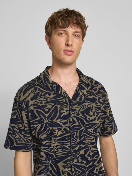 ONLY & SONS Relaxed Fit Freizeithemd aus Frottee 'SEARL' Dunkelblau 3