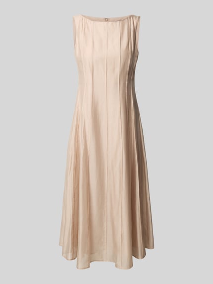 Productfoto, Cocktailkleid mit Rundhalsausschnitt van Christian Berg Cocktail, lyocell-mix, A-lijn, midilengte, in beige met gladde textuur