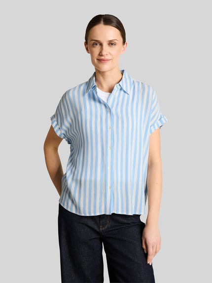 Tom Tailor Regular Fit Bluse aus reiner Viskose Hellblau 4