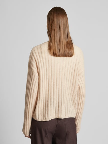 (THE MERCER) N.Y. Gebreide pullover met extra brede schouders Zand gemêleerd - 5