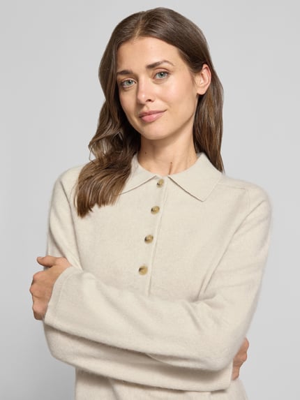 MM by Max Mara Sweter dzianinowy z mieszanki wełny dziewiczej i kaszmiru Model 'CELLULA' Złamany biały 3