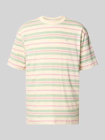 Produktfoto, Relaxed Fit T-shirt uit puur katoen model 'MAARKOS' van Armedangels in meerkleurige gestreepte look, labelpatch, logostitching, ronde hals, korte mouw, jersey materiaalverwerking