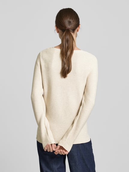 Tom Tailor Regular Fit Strickpullover aus reiner Baumwolle Beige 5