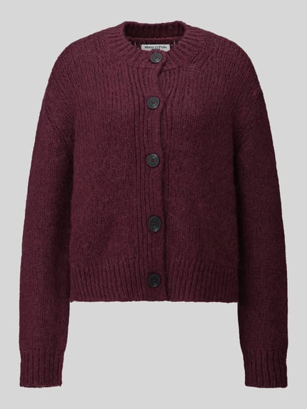 Marc O'Polo DENIM Regular Fit Strickjacke aus Schurwoll-Mix mit Alpaka-Anteil Bordeaux 2