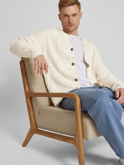 JACK & JONES Premium Gebreid jack met kabelpatroon, model 'MARKUS' Offwhite - 3