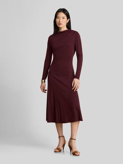 Lauren Ralph Lauren Fit and Flare Freizeitkleid langen Ärmeln Bordeaux 4