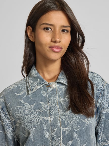 YAS Jeansjurk in minilengte met 1/2-mouwen, model 'FLAMERA' Jeansblauw - 3