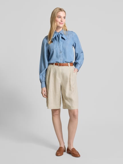 Christian Berg Woman Loose Fit Bermudas aus reinem Leinen Beige 1