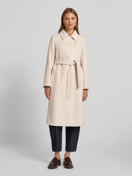 Max Mara Studio Regular Fit Robenmantel aus reiner Schurwolle Modell 'BCOLLAG' Beige 4