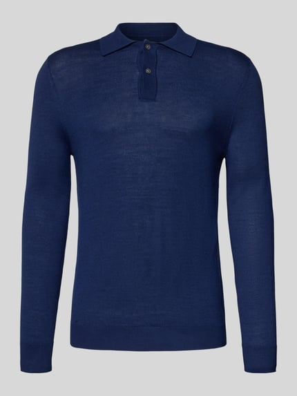 Christian Berg Men Slim Fit Strickpullover aus Woll-Mix Dunkelblau Melange 2