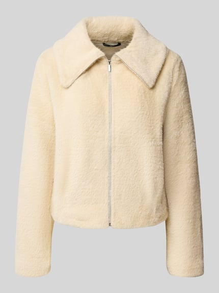 Productfoto, Regular Fit Blazer uit kunstbont van zero in crème, met opstaande kraag en ritssluiting, zachte textuur, zijzakken, ruglengte 51 cm, borstwijdte 52 cm, mouwlengte 60 cm