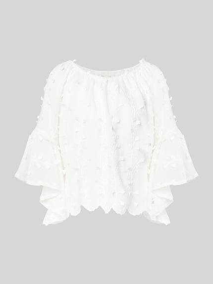 Apricot Relaxed fit blouse met structuurmotief Offwhite - 2