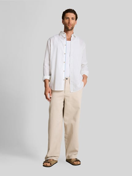 Tom Tailor Regular Fit Freizeithemd aus Leinen-Baumwolle-Mix Weiss 1