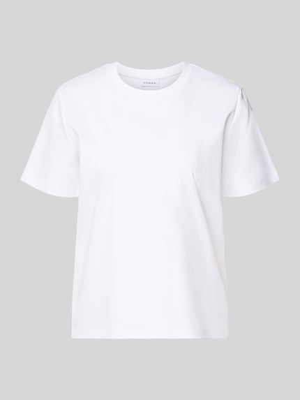 T-Shirt mit geripptem Rundhalsausschnitt Shop The Look MANNEQUINE