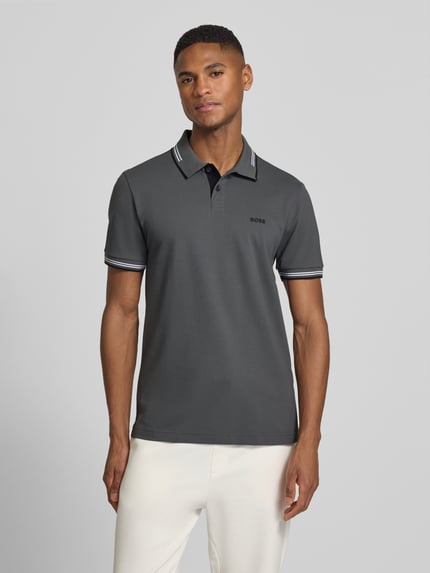 BOSS Green Koszulka polo z czystej bawełny, krój slim fit, model 'PAUL' Średnioszary 4