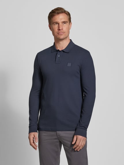 BOSS Orange Poloshirt met labeldetail Marineblauw - 4