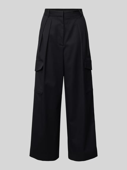 IVY OAK Wide Leg Bundfaltenhose mit Cargotaschen Modell 'PRESTIGE' Marine 2