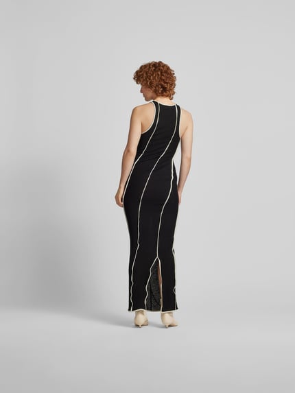 Nanushka Maxi-jurk met contrastkleurige siernaden Zwart - 5