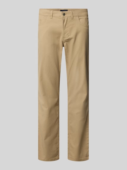 Produktfoto, Slim Fit Jeans im 5-Pocket-Design von Christian Berg Men, beżowa, mieszanka bawełny, krój slim fit, zapięcie na guzik i zamek błyskawiczny, szerokość w rozmiarze 32/32: 42 cm, długość wewnętrzna nogawki w rozmiarze 32/32: 82 cm