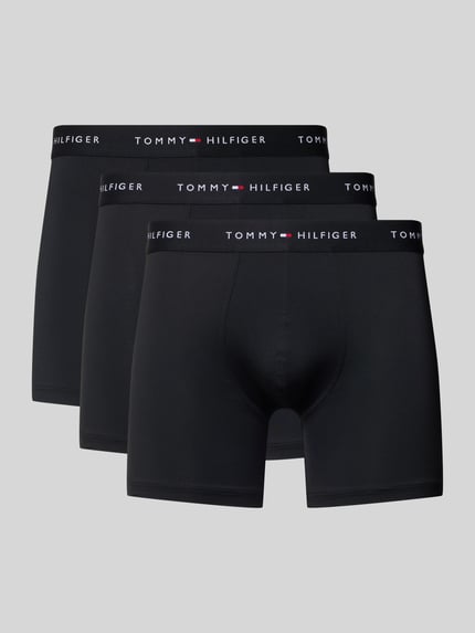 Produktfoto, Boxershorts mit elastischem Bund mit Logo-Intarsien im 3er-Pack von Tommy Hilfiger, Optik: Unifarben, Passform: Skinny-Fit, Label-Schriftzug, Bundabschluss: elastischer Bund mit Logo-Intarsien, Multipack:3er-Pack, Materialverarbeitung: Stretch