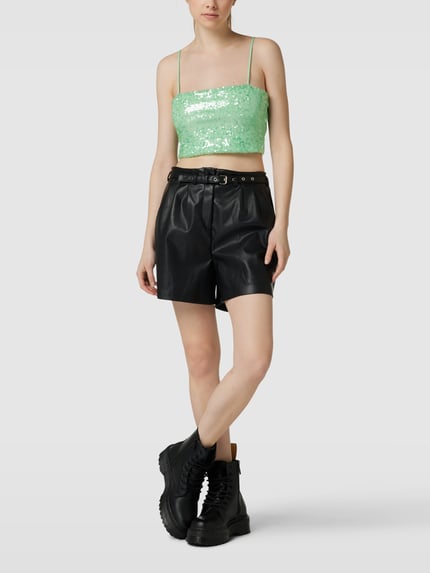 Gina Tricot Korte top met pailletten, model 'SEQUIN' Mintgroen - 1