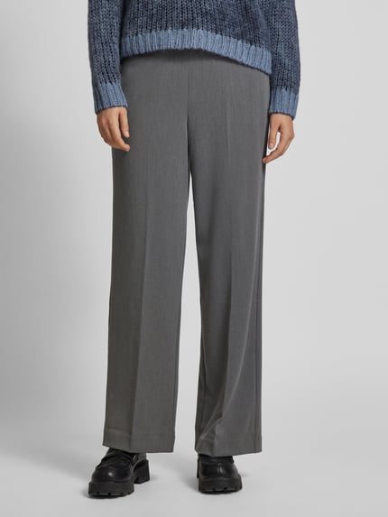 Selected Stoffhose mit weitem Bein und elastischem Bund Dunkelgrau Melange 4