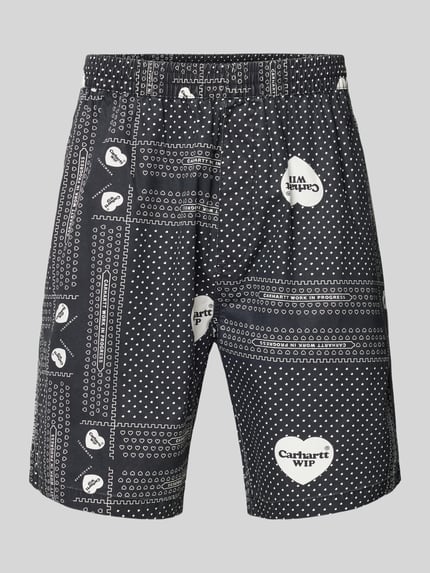 Carhartt Work In Progress Korte regular fit broek met elastische band, model 'HEART BANDANA' Zwart - 2