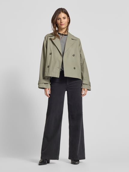 Selected Trenchcoat met strookzakken, model 'CILO' Olijfgroen - 1