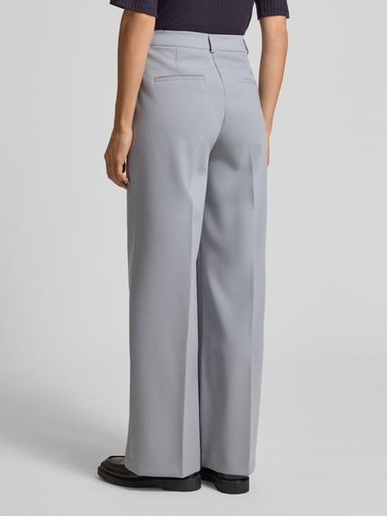 COMMA Wide fit stoffen broek met viscose en persplooien Rookblauw - 5