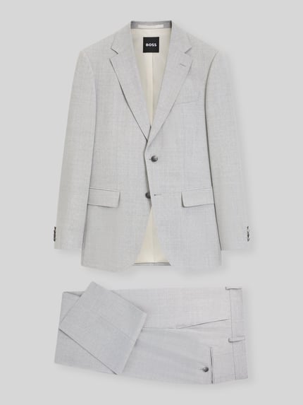 BOSS Slim Fit Anzug aus reiner Schurwolle Modell 'H-HUGE-2PCS-263' Hellgrau 2