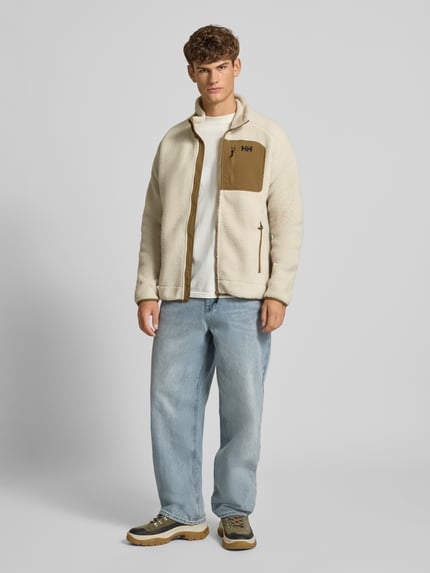 Helly Hansen Fleecejacke mit Label-Stitching und Brusttasche Offwhite Melange 1