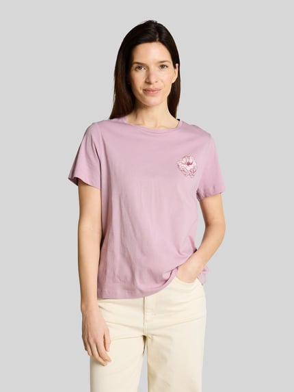Tom Tailor t-shirt o kroju regular fit z czystej bawełny z nadrukiem z motywem Jasnofioletowy 4