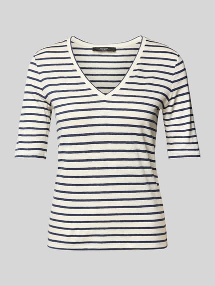 Weekend Max Mara T-shirt z dekoltem w serek model ‘OPZIONE’ Niebieski 2