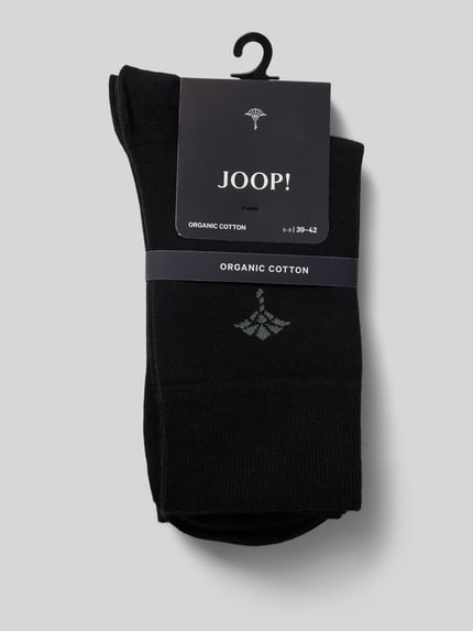 JOOP! COLLECTION Skarpety damskie JOOP! Collection;Mieszanka bawełny ekologicznej z dodatkiem streczu;Zestaw 2 szt.;Nadruk z logo;Elastyczne, prążkowane ściągacze Czarny 3
