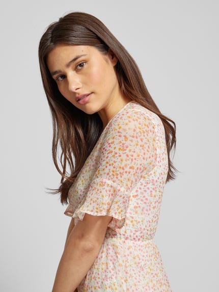 VERO MODA Sukienka mini ze wzorem na całej powierzchni model ‘SMILLA’ Beżowy 3