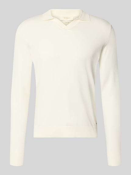 Produktfoto, Strickpullover mit Viskose-Anteil Modell 'MANICA LUNGA' von MARKUP in Creme, gerader Schnitt, Umlegekragen, glatte Textur, gerippte Abschlüsse