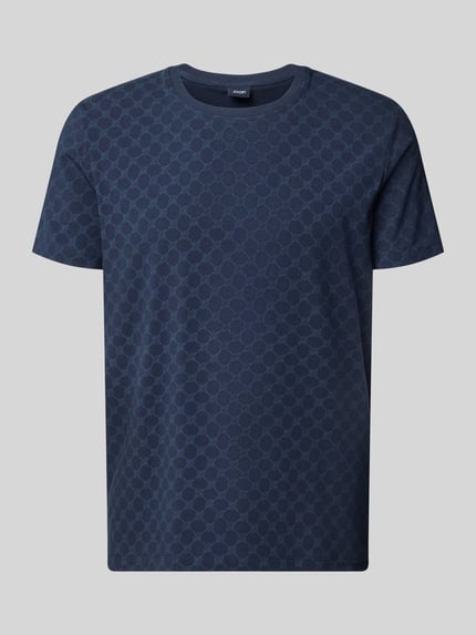 t-shirt z wzór z logo i okrągły dekolt Shop The Look MANNEQUINE