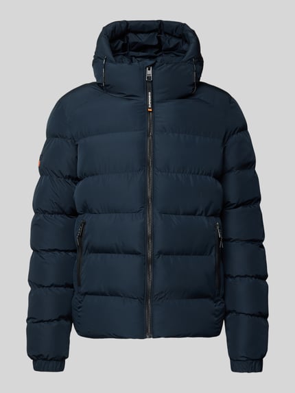 Superdry Gewatteerd jack met capuchon en ritszakken opzij Marineblauw - 2
