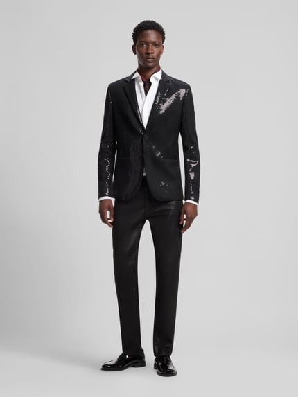HUGO Jeansy o kroju slim fit z mieszanki bawełny i wiskozy model 'Hugo 708' Czarny 1