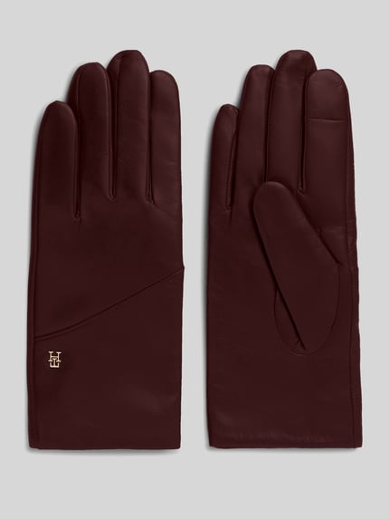 Tommy Hilfiger Handschuhe aus echtem Ziegenleder Bordeaux 1