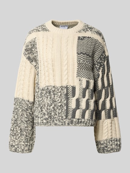 Jake*s Casual Relaxed Fit Strickpullover mit Woll-Anteil Ecru 2