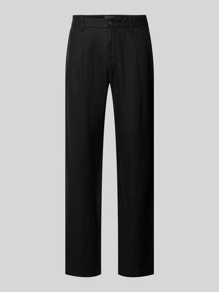 Produktfoto, Tapered Leinenhose mit Gürtelschlaufen Modell 'OSBY JOGGER' von Marc O'Polo, Optik: Unifarben, Bundfalte, seitliche Eingrifftaschen, Gesäßtaschen, Material: Leinen, glatt, schwarz