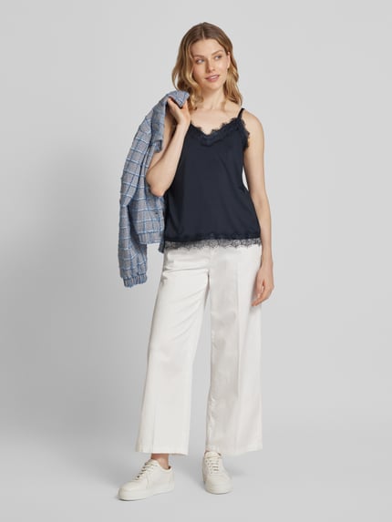 FREE/QUENT Top met kant model 'BICCO' Donkerblauw - 1