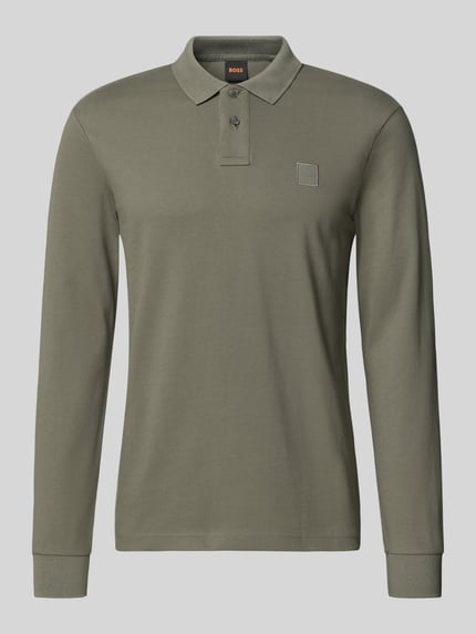 BOSS Orange Slim Fit poloshirt van katoenmix model 'PASSERBY' Olijfgroen - 2