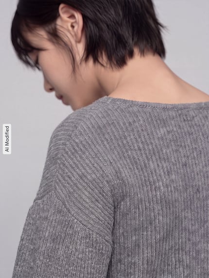 PIECES Regular Fit Pullover in Wickel-Optik Modell 'AVA' Mittelgrau Melange 2