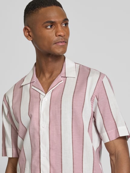 Lindbergh Relaxed Fit Freizeithemd aus Baumwoll-Leinen-Mix Rosa 3