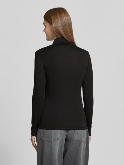 COMMA bluzka z długim rękawem o kroju slim fit z elastycznej mieszanki bawełny model 'OKTOBER' Czarny 5