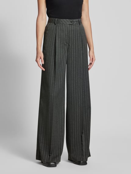 Liu Jo White Wide Leg Bundfaltenhose mit Gürtelschlaufen Dunkelgrau 4