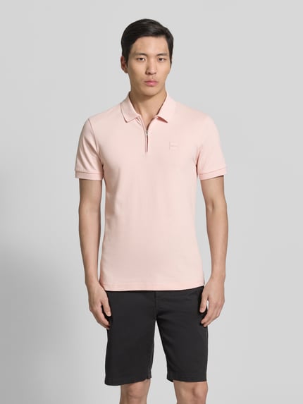 BOSS Orange Regular Fit Poloshirt mit Zipper Hellrosa 4