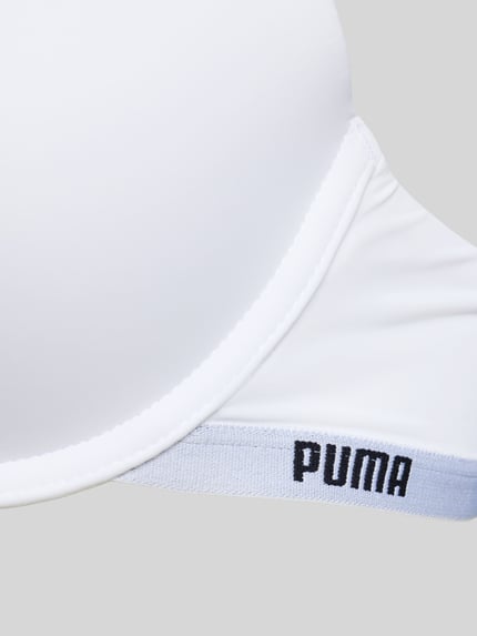 Produktfoto, Push-up-BH mit verstellbaren Trägern von PUMA aus weißem Material-Mix mit Stretch-Anteil, körpernahe Passform, Hakenverschluss